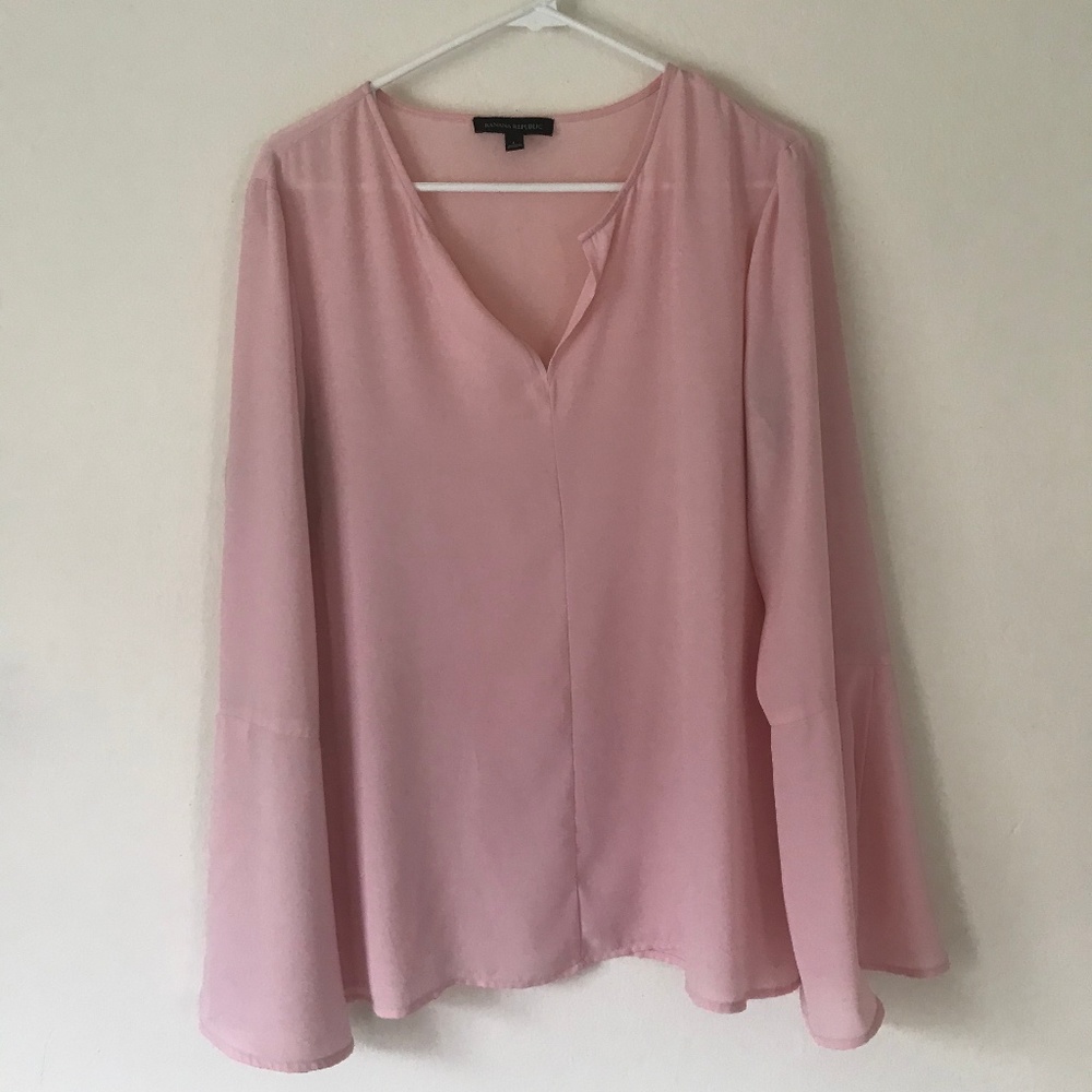 Banana Republic Bell Sleeve Blouse Blush Pink L